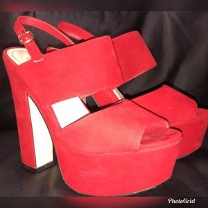 Red pump heels